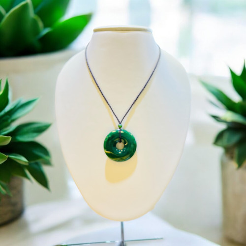 Nephrite Jade Circle Disc Pendant